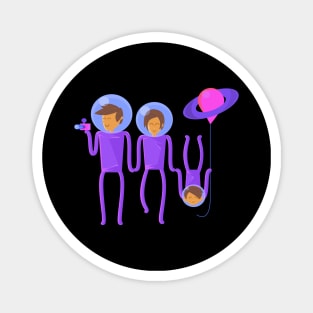 illustration of a family of tourists in outer space Magnet